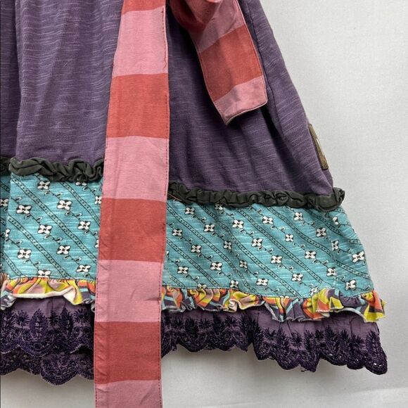 Matilda Jane purple and brown knit wrap top ruffle layer hem dress size 4 - Picture 5 of 16